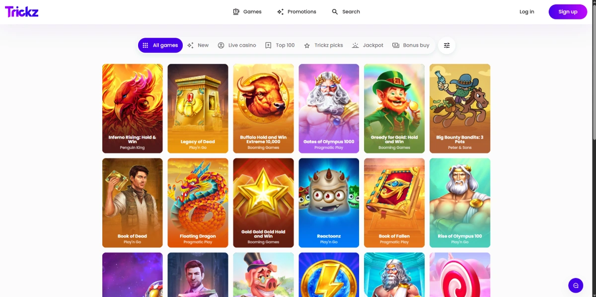 Spiludvalget hos Trickz Casino